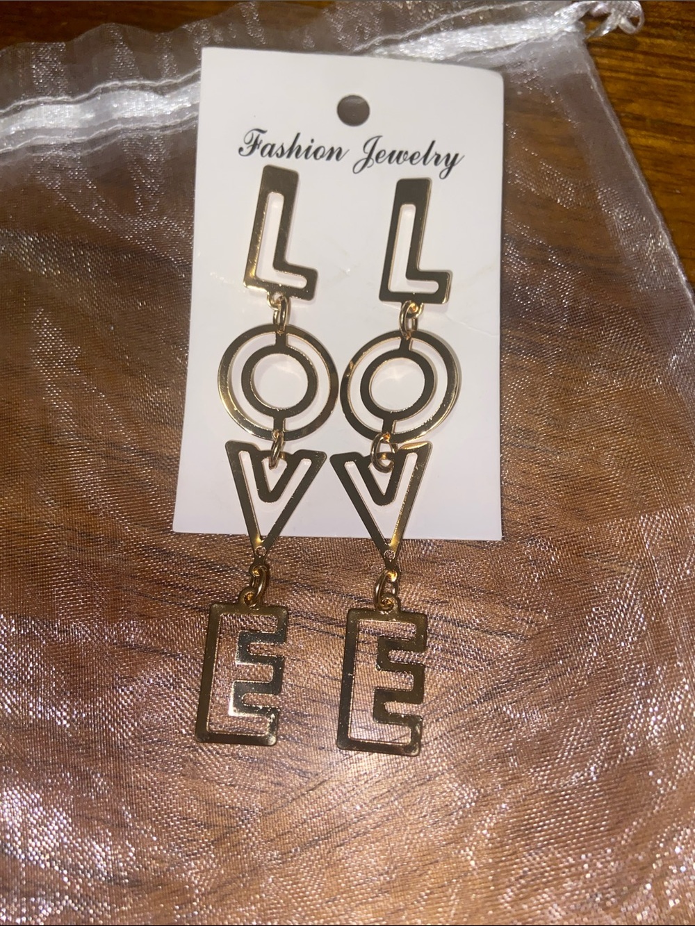 Fashion Jewelry Gold LOVE Letter Drop Earrings